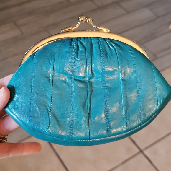 lee sands Handbags - NWT Lee Sands teal eel skin coin purse